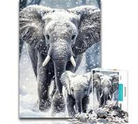 Teenager Jigsaw Elephants in The Snow Jigsaw Puzzles 1000 Pieces for Adults Teens,Learning Educational Toys Family Games Birthday Present, Gifts 50x75cm