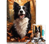 Teenager Jigsaw Fallen Border Collie Adult Jigsaws 1000 Pieces Difficult,Vibrant And Unique Design Relaxing & Challenging Puzzle Experience 26x38cm