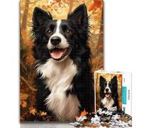 Teenager Jigsaw Fallen Border Collie Jigsaw Puzzle 1000 Pieces for Teenagers,Stress Reliever Staycation Kill Time Funny Gift 26x38cm