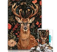 Teenager Jigsaw Fantasy Deer Jigsaws 1000 Pieces for Adults,Educational Games Home Decoration Artists Collection, Fine Art (26x38cm)