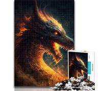 Teenager Jigsaw Fire Dragon in Heaven 1000 Piece Jigsaw Puzzles,Decompressing Intellectual Educational Toy Birthday Present, Gifts 50x75cm