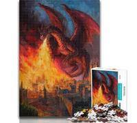 Teenager Jigsaw Fire Dragon Jigsaw Puzzles 1000 Pieces for Adults Teens,Learning Educational Toys Family Games Birthday Present, Gifts 26x38cm