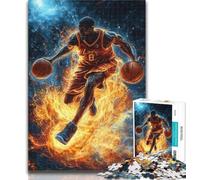 Teenager Jigsaw Flame Basketball Jigsaw Puzzle 1000 Pieces for Teenagers,Toys Educational Games Stress Relieving Unique Home Decor And Gifts 50x75cm