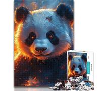 Teenager Jigsaw Flame Panda Jigsaws Puzzles 1000 Pieces for Adults Gifts,for Educational Game Challenge Toy Artists Collection, Fine Art 26x38cm