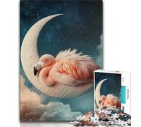 Teenager Jigsaw Flamingo on The Moon 1000 Pieces Jigsaw Puzzles For Teens And Adults,Stress Reliever Difficult Challenge Enhance Love between Couples (50x75cm)