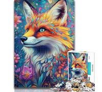 Teenager Jigsaw Flower Fox 1000 Piece Jigsaw Puzzles,for Is Ideal As A Gift for The Whole Family for And 14 Years Old 50x75cm