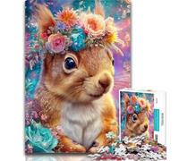 Teenager Jigsaw Flowers Squirrel 1000 Piece Jigsaw Puzzles,for Is Ideal As A Gift for The Whole Family for And 14 Years Old 26x38cm
