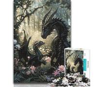 Teenager Jigsaw Forest Black Dragon Jigsaws 1000 Pieces for Teenagers,Charcoal Art Staycation Kill Time for Home Decoration 26x38cm