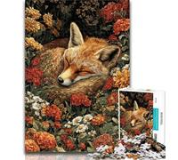 Teenager Jigsaw Fox Sleeping in The Flowers Puzzles for Adults Teens 1000 Pieces,Perfect for Game Nights, Colorful Toy for Home Gift 75x50cm