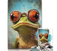 Teenager Jigsaw Frog Wearing Glasses 1000 Pieces Jigsaw Puzzles for Adults And Teens,Enhance Love between Couples for Ages 14+ 50x75cm