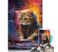 Teenager Jigsaw Futuristic Cat 1000 Piece Jigsaw Puzzles for Teenagers Gifts,for Educational Game Challenge Toy Unique Home Decor And Gifts 50x75cm
