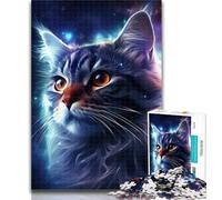 Teenager Jigsaw Galaxy Cat Jigsaws 1000 Pieces for Adults,Educational Games Home Decoration Artists Collection, Fine Art 26x38cm