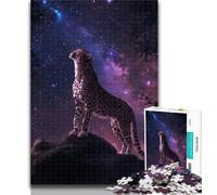 Teenager Jigsaw Galaxy Cheetah 1000 Pieces Jigsaw Puzzles for Adults And Teens,Enhance Love between Couples for Ages 14+ 50x75cm