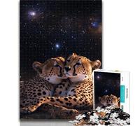 Teenager Jigsaw Galaxy Cheetah Adult Jigsaws 1000 Pieces Difficult,Vibrant And Unique Design Relaxing & Challenging Puzzle Experience 26x38cm