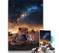 Teenager Jigsaw Galaxy Cheetah Jigsaw Puzzle 1000 Pieces for Teenagers,Toys Educational Games Stress Relieving Unique Home Decor And Gifts 26x38cm
