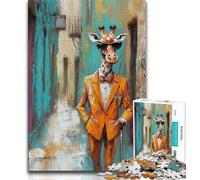 Teenager Jigsaw Giraffe in Suit 1000 Piece Jigsaw Puzzles for Teenagers Gifts,for Educational Game Challenge Toy Unique Home Decor And Gifts (50x75cm)