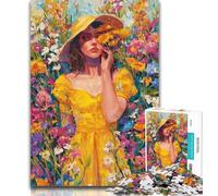 Teenager Jigsaw Girl in Wildflowers Summer Jigsaws 1000 Pieces for Adults,Toys Educational Games Stress Relieving Great Gifts And Toys 26x38cm