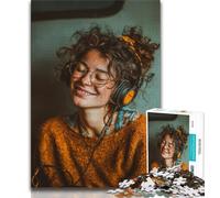 Teenager Jigsaw Girl Listening to Music 1000 Piece Jigsaw Puzzles for Adults & Teens,Learning Educational Toys Family Games Enhance Love between Couples (50x75cm)