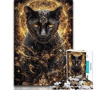 Teenager Jigsaw Golden Black Leopard Jigsaw Puzzles for Adults 1000 Piece,is Ideal As Gifts for The Whole Family for And Age 14 50x75cm