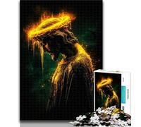Teenager Jigsaw Golden Jesus 1000 Piece Jigsaw Puzzles for Teenagers Gifts,Relax Games Is Ideal As A Gift for The Whole Family 26x38cm