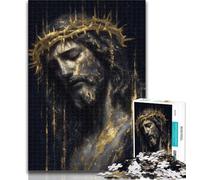 Teenager Jigsaw Golden Jesus Jigsaw Puzzle 1000 Pieces for Teenagers,Toys Educational Games Stress Relieving Unique Home Decor And Gifts 26x38cm
