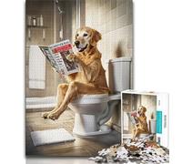 Teenager Jigsaw Golden Retriever on The Toilet Jigsaw Puzzle 1000 Pieces for Adults,Family Game Stress Reliever Difficult Challenge Great Gifts And Toys (50x75cm)