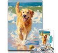 Teenager Jigsaw Golden Retriever Playing Tennis 1000 Pieces Jigsaw Puzzle for Adults& Teens,Educational Toys Is Ideal As A Gift for The Whole Family 26x38cm