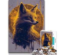Teenager Jigsaw Golden Wolf Fox 1000 Piece Jigsaw Puzzles for Adults & Teens,Learning Educational Toys Family Games Enhance Love between Couples 75x50cm