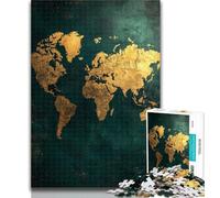 Teenager Jigsaw Golden World Map Jigsaw Puzzle 1000 Pieces for Teenagers,Toys Educational Games Stress Relieving Great Gifts And Toys 26x38cm