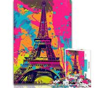 Teenager Jigsaw Graffiti Art Eiffel Tower 1000 Pieces Jigsaw Puzzle for Adults& Teens,Educational Game for Birthday, Chrismas for Ages 14+ 26x38cm