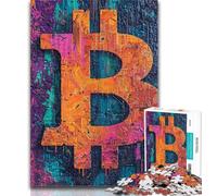 Teenager Jigsaw Graffiti Bitcoin Jigsaw Puzzle 1000 Pieces for Adults,Challenging Game And Family Play Secret Santa Gifts 26x38cm