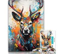 Teenager Jigsaw Graffiti Deer 1000 Piece Jigsaw Puzzles for Teenagers Gifts,Toy Intellectual Game Artists Collection, Fine Art 26x38cm
