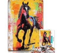 Teenager Jigsaw Graffiti Horse 1000 Piece Jigsaw Puzzles for Teenagers Gifts,Toy Intellectual Game Artists Collection, Fine Art 26x38cm