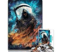 Teenager Jigsaw Grim Reaper Jigsaws Puzzles 1000 Pieces for Adults Gifts,for Educational Game Challenge Toy Artists Collection, Fine Art (26x38cm)
