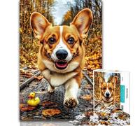 Teenager Jigsaw Happy Corgi Jigsaw Puzzle 1000 Pieces for Adults,Challenging Game And Family Play Secret Santa Gifts 26x38cm