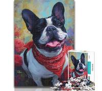 Teenager Jigsaw Happy French Bulldog 1000 Piece Jigsaw Puzzle for Adults And Teenagers,Family Game Stress Reliever Difficult Challenge Secret Santa Gifts 26x38cm