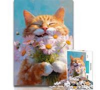 Teenager Jigsaw Happy Orange Cat 1000 Pieces Jigsaw Puzzles for Adults And Teens,Enhance Love between Couples for Ages 14+ 26x38cm