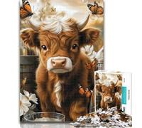 Teenager Jigsaw Highland Cow 1000 Piece Jigsaw Puzzles for Teenagers Gifts,for Educational Game Challenge Toy Unique Home Decor And Gifts 50x75cm
