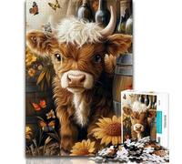 Teenager Jigsaw Highland Cow 1000 Piece Jigsaw Puzzles for Teenagers Gifts,Relax Games Is Ideal As A Gift for The Whole Family (26x38cm)