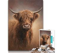 Teenager Jigsaw Highland Cow Jigsaw Puzzle 1000 Pieces for Teenagers,Stress Reliever Staycation Kill Time Funny Gift 50x75cm