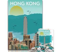 Teenager Jigsaw Hong Kong Skyline 1000 Piece Jigsaw Puzzles for Adults Gifts,Challenging Game Toys for Is Ideal As A Gift for The Whole Family 26x38cm