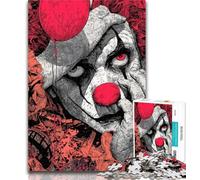 Teenager Jigsaw Horror Clown 1000 Pieces Jigsaw Puzzles For Teens And Adults,Stress Reliever Difficult Challenge Enhance Love between Couples 26x38cm