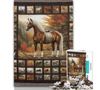 Teenager Jigsaw Horse Collage Jigsaws 1000 Pieces for Teenagers,Charcoal Art Staycation Kill Time for Home Decoration 50x75cm