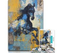 Teenager Jigsaw Horse Watercolor Jigsaws 1000 Pieces for Teenagers,Charcoal Art Staycation Kill Time for Home Decoration 50x75cm