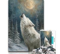 Teenager Jigsaw Howling White Wolf 1000 Piece Jigsaw Puzzles for Teenagers,learning Educational Toys Unique Home Decor And Gifts 26x38cm