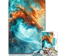 Teenager Jigsaw Ice And Fire Dragon 1000 Piece Jigsaw Puzzles,Decompressing Intellectual Educational Toy Birthday Present, Gifts 26x38cm