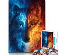 Teenager Jigsaw Ice And Fire Wolf Jigsaw Puzzles for Adults 1000 Piece,is Ideal As Gifts for The Whole Family for And Age 14 50x75cm