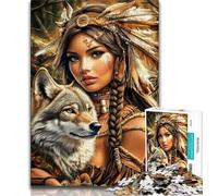 Teenager Jigsaw Indian Princess And The Wolf 1000 Piece Jigsaw Puzzle for Adults Teens,is Ideal As A Gift for The Whole Family Suitable for And 14 (50x75cm)
