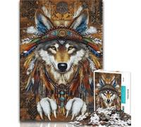 Teenager Jigsaw Indian Wolf Adult Jigsaws 1000 Pieces Difficult,Vibrant And Unique Design Relaxing & Challenging Puzzle Experience (26x38cm)