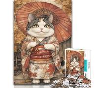 Teenager Jigsaw Japanese Samurai Cat Jigsaw Puzzle 1000 Pieces for Teenagers,Toys Educational Games Stress Relieving Unique Home Decor And Gifts 26x38cm